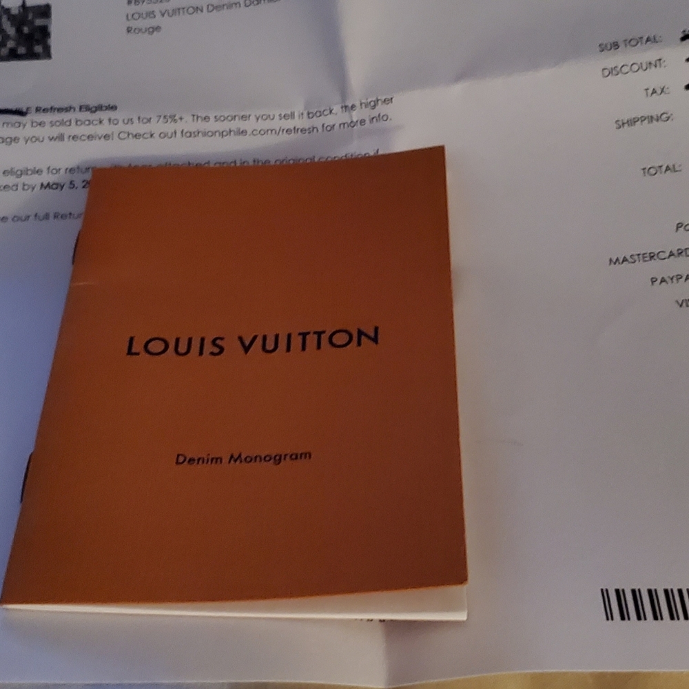 ❗️SOLD❗️2×🎉HP🎉Louis Vuitton Denim Damier Monogram Blue Rouge Onthego GM - Picture 14 of 16